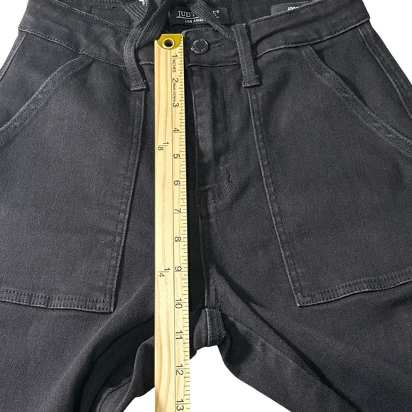 Judy Blue Black Denim Jogger Pants Size 26 High Waist Stretch Drawstring Casual - Picture 13 of 16